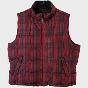 Eddie Bauer WeatherEdge Goose Down Plaid Puffer Vest Red Women's XL Outerwear